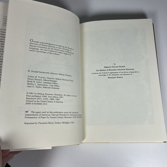 Hawaiian Antiquities by David Malo - 2nd Edition - Hardcover w/DJ - 1987 Reprint - Picture 9 of 10